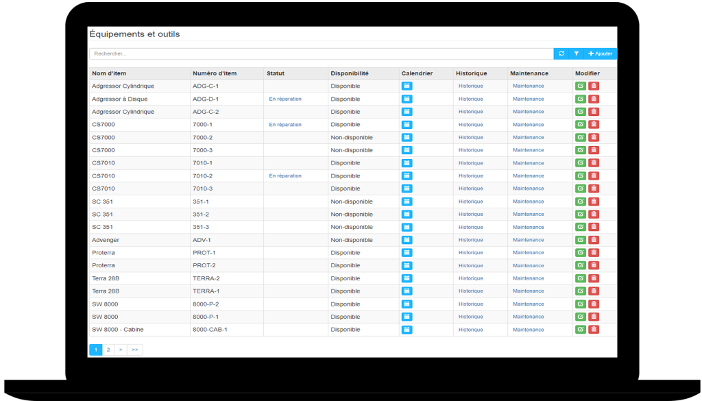 Gestion des équipements et des outils​