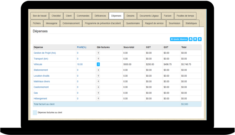 Outils pour gestion de projets "Cost +"​